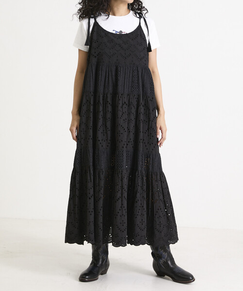 Freada（フリーダ）の「Freada/フリーダ インドシフリティアード肩リボンキャミドレス（ワンピース・レディース・ブラック/ホワイト/イエロー・ONE SIZE）」の14枚目の写真