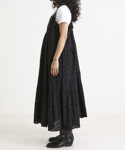 Freada（フリーダ）の「Freada/フリーダ インドシフリティアード肩リボンキャミドレス（ワンピース・レディース・ブラック/ホワイト/イエロー・ONE SIZE）」の15枚目の写真