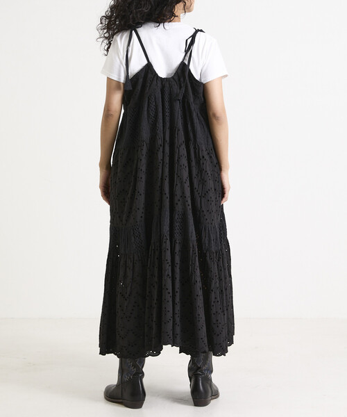 Freada（フリーダ）の「Freada/フリーダ インドシフリティアード肩リボンキャミドレス（ワンピース・レディース・ブラック/ホワイト/イエロー・ONE SIZE）」の4枚目の写真