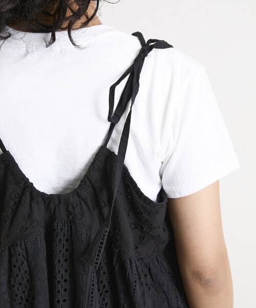 Freada（フリーダ）の「Freada/フリーダ インドシフリティアード肩リボンキャミドレス（ワンピース・レディース・ブラック/ホワイト/イエロー・ONE SIZE）」の5枚目の写真