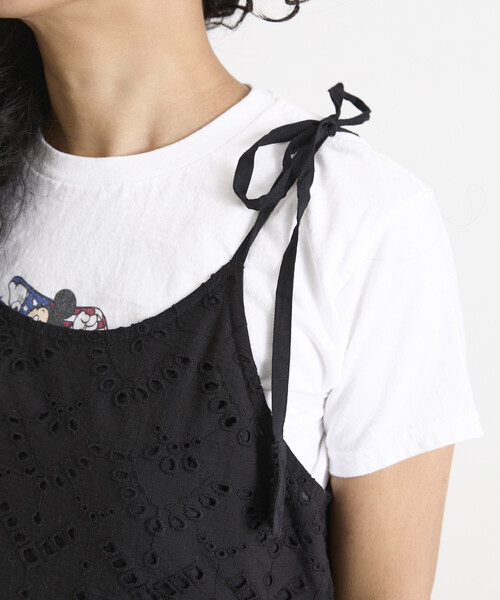 Freada（フリーダ）の「Freada/フリーダ インドシフリティアード肩リボンキャミドレス（ワンピース・レディース・ブラック/ホワイト/イエロー・ONE SIZE）」の6枚目の写真