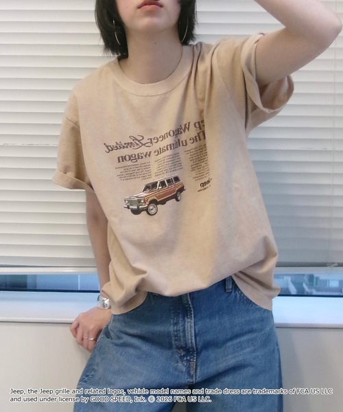 GOOD ROCK SPEED（グッドロックスピード）の「GOOD ROCK SPEED/グッドロックスピード SLOBE別注 ジープ TEE（Tシャツ/カットソー・レディース・ホワイト/ベージュ・FREE）」の4枚目の写真