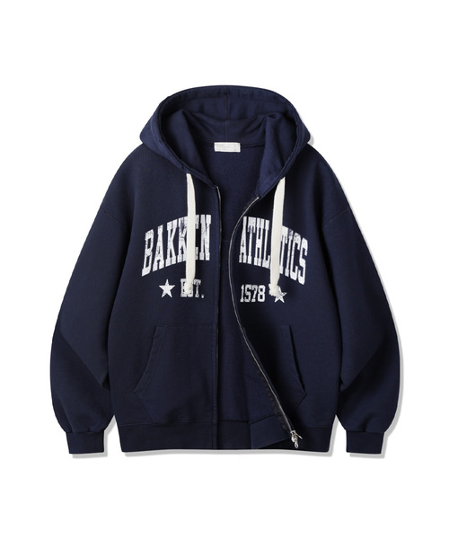 ATHLETICS ツーウェイフードジップアップ BK7979_ネイビー（パーカー