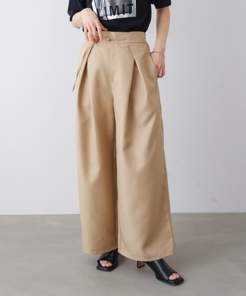 LAUD ATELIER ベージュ ワイドパンツ S セール】スレンダーベルトワイドパンツ（その他パンツ）｜Bou Jeloud