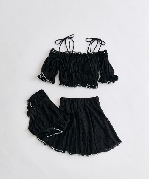 OLIVE des OLIVE（オリーブデオリーブ）の「レースシャーリングswimwear（水着・レディース・ブラック/アイボリー・FREE）」の2枚目の写真