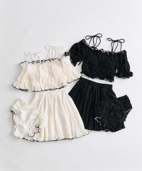 OLIVE des OLIVE（オリーブデオリーブ）の「レースシャーリングswimwear（水着・レディース・ブラック/アイボリー・FREE）」の5枚目の写真