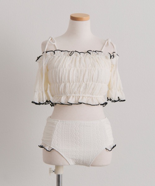 OLIVE des OLIVE（オリーブデオリーブ）の「レースシャーリングswimwear（水着・レディース・ブラック/アイボリー・FREE）」の6枚目の写真