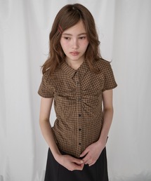 レディースのシャツ/ブラウス(ブラウン/茶色系・半袖)ファッション レディースのシャツ/ブラウス(ブラウン/茶色系・半袖)ファッション