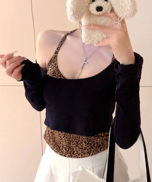 Vipoa(ヴィポア)の「Leopard print camisole two-piece tops(Tシャツ/カットソー・レディース・ホワイト/ネイビー/グレー/ブラック・FREE)」の13枚目の写真