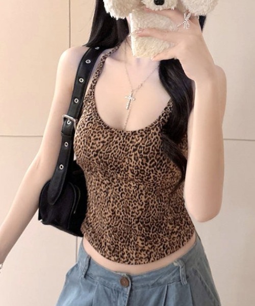 Vipoa(ヴィポア)の「Leopard print camisole two-piece tops(Tシャツ/カットソー・レディース・ホワイト/ネイビー/グレー/ブラック・FREE)」の17枚目の写真