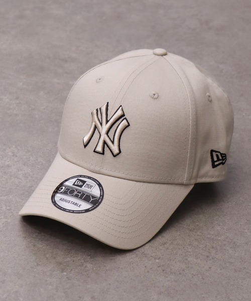 back number NEW ERAベースボールキャップ ライトベージュ BACK NUMBER】配色ステッチ Bロゴ キャップ (6パネル / コットン100