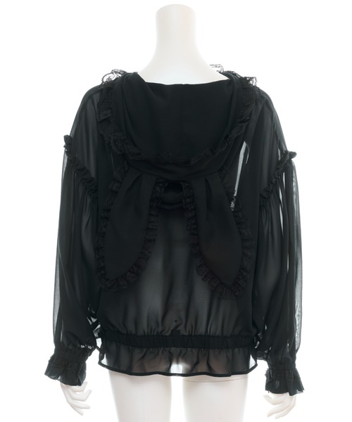 Secret Honey（シークレットハニー）の「うさみみシフォンパーカー（その他アウター・レディース・オフホワイト/ブラック・MEDIUM）」の4枚目の写真