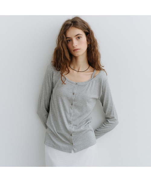 URAGO(ユラーゴ)の「Ribbed sleeveless cardigan set(カーディガン/ボレロ・レディース・ミント/ブラック/アッシュグレー・FREE)」の3枚目の写真