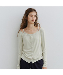 Ribbed sleeveless cardigan set