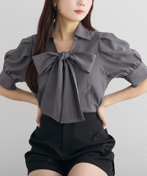 極美品　ANAYI グレー リボン付きシャツ 38 極美品 ANAYI グレー リボン付きシャツ 38 【公式通販】