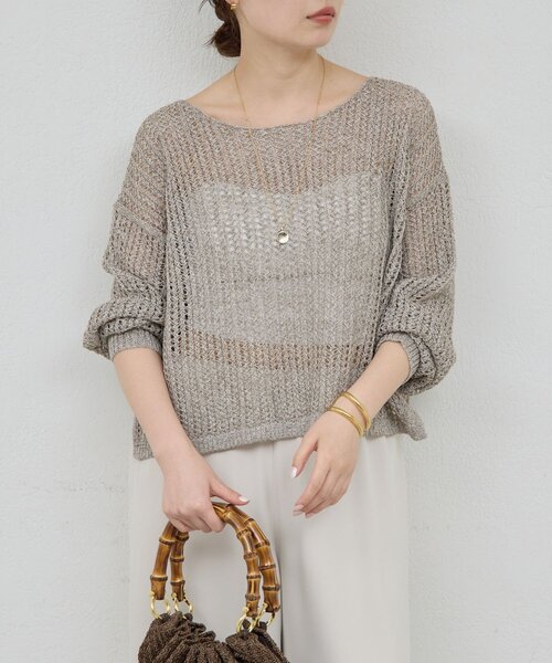 GALLARDAGALANTE(ガリャルダガランテ)の「レーシーメッシュニット(パーカー・レディース・グレー/ブラック/ホワイト・FREE)」の3枚目の写真