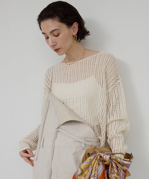 GALLARDAGALANTE(ガリャルダガランテ)の「レーシーメッシュニット(パーカー・レディース・グレー/ブラック/ホワイト・FREE)」の2枚目の写真