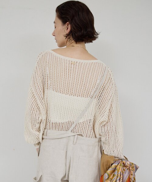 GALLARDAGALANTE(ガリャルダガランテ)の「レーシーメッシュニット(パーカー・レディース・グレー/ブラック/ホワイト・FREE)」の4枚目の写真