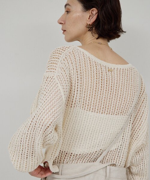 GALLARDAGALANTE(ガリャルダガランテ)の「レーシーメッシュニット(パーカー・レディース・グレー/ブラック/ホワイト・FREE)」の5枚目の写真