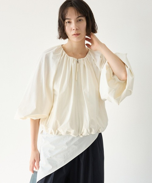 BABYLONE(バビロン)の「【多機能素材】撥水スカーフ付きブルゾン(ブルゾン・レディース・ブラック/ホワイト・フリー)」の9枚目の写真