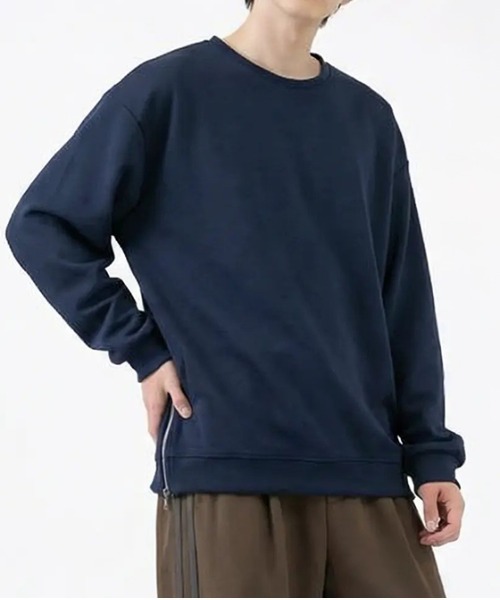 revertical(リバーティカル)の「リブ編み オーバーサイズ クルーネック ロングスリーブTシャツ サイドジップ(Tシャツ/カットソー・メンズ・ブルー/ブラック/ネイビー/グレー・LARGE/SMALL/MEDIUM)」の7枚目の写真