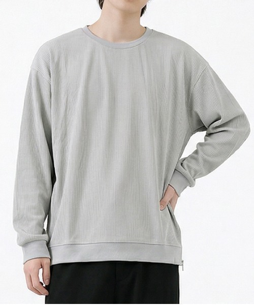 revertical(リバーティカル)の「リブ編み オーバーサイズ クルーネック ロングスリーブTシャツ サイドジップ(Tシャツ/カットソー・メンズ・ブルー/ブラック/ネイビー/グレー・LARGE/SMALL/MEDIUM)」の10枚目の写真