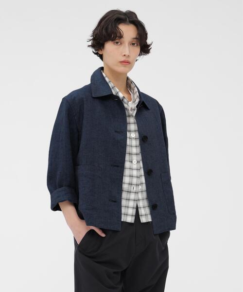 MARGARET HOWELL（マーガレットハウエル）の「FADED LINEN（ブルゾン・レディース・ブルー/ブラウン・2/1）」の2枚目の写真