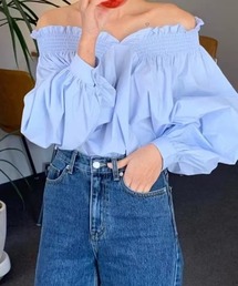 オフショルダー長袖シャツ