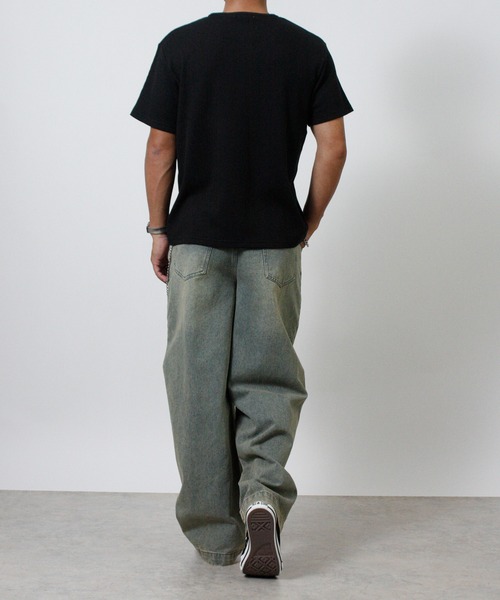 NYLAUS(ナイラス)の「【Nylaus】ヘンリーネック ワッフル 半袖Tシャツ 無地 ストレッチ(Tシャツ/カットソー・メンズ・杢グレー/ホワイト/ブラック・L/LL/M)」の9枚目の写真