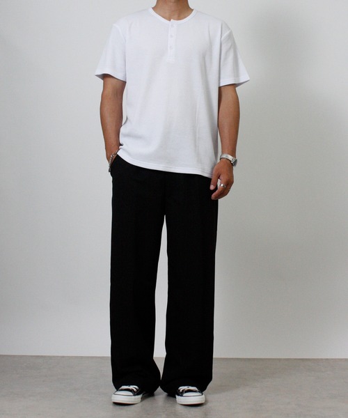 NYLAUS(ナイラス)の「【Nylaus】ヘンリーネック ワッフル 半袖Tシャツ 無地 ストレッチ(Tシャツ/カットソー・メンズ・杢グレー/ホワイト/ブラック・L/LL/M)」の15枚目の写真