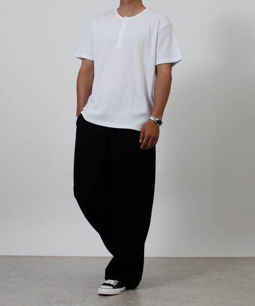 NYLAUS(ナイラス)の「【Nylaus】ヘンリーネック ワッフル 半袖Tシャツ 無地 ストレッチ(Tシャツ/カットソー・メンズ・杢グレー/ホワイト/ブラック・L/LL/M)」の17枚目の写真