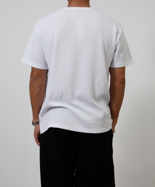 NYLAUS(ナイラス)の「【Nylaus】ヘンリーネック ワッフル 半袖Tシャツ 無地 ストレッチ(Tシャツ/カットソー・メンズ・杢グレー/ホワイト/ブラック・L/LL/M)」の13枚目の写真