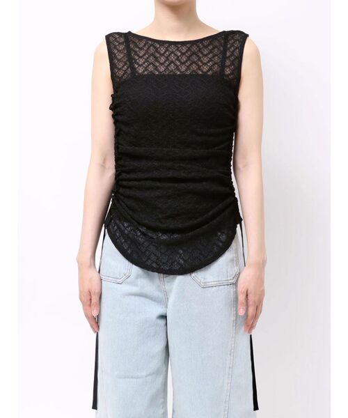 LAGUNAMOON(ラグナムーン)の「ドロストレースカットトップス 【夏服】 【レイヤードトップス】【シアーシャツ】(シャツ/ブラウス・レディース・ブラック/アイボリー/ミント・FREE)」の10枚目の写真