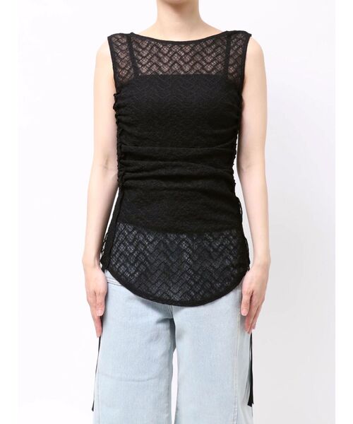 LAGUNAMOON(ラグナムーン)の「ドロストレースカットトップス 【夏服】 【レイヤードトップス】【シアーシャツ】(シャツ/ブラウス・レディース・ブラック/アイボリー/ミント・FREE)」の16枚目の写真