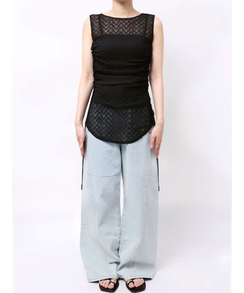 LAGUNAMOON(ラグナムーン)の「ドロストレースカットトップス 【夏服】 【レイヤードトップス】【シアーシャツ】(シャツ/ブラウス・レディース・ブラック/アイボリー/ミント・FREE)」の17枚目の写真