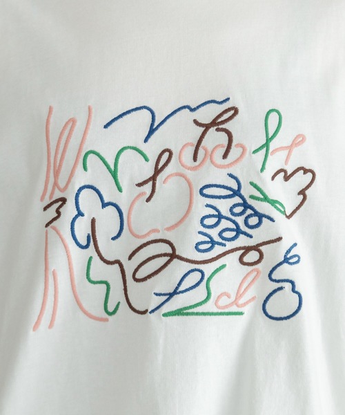 POU DOU DOU(プードゥドゥ)の「ダンシングフルーツ刺繍ゆるTee(Tシャツ/カットソー・レディース・オフホワイト/ダークグレー・3)」の11枚目の写真
