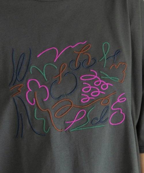 POU DOU DOU(プードゥドゥ)の「ダンシングフルーツ刺繍ゆるTee(Tシャツ/カットソー・レディース・オフホワイト/ダークグレー・3)」の22枚目の写真