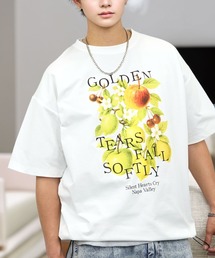 接触冷感 ルーズフィット グラフィック 半袖Tシャツ 短丈可能 ドロスト