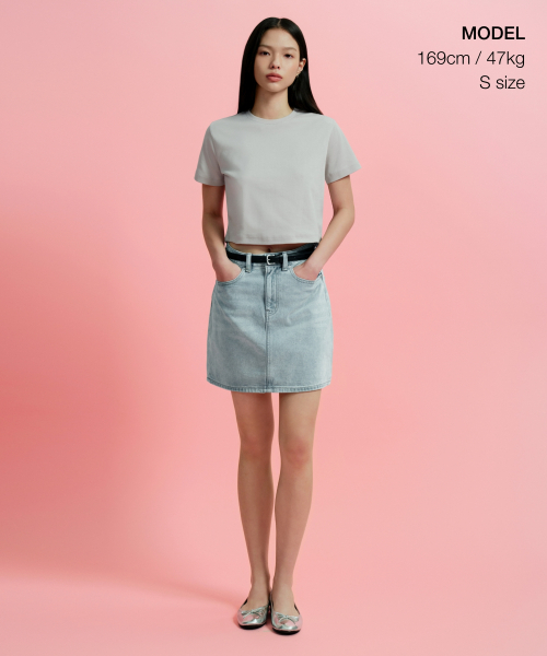 MUSINSA STANDARD WOMAN（ムシンサスタンダードウーマン）の「ウィメンズクルーネッククロップTシャツ[ライトグレー]（Tシャツ/カットソー・レディース・その他・SMALL/X-SMALL/X-LARGE/LARGE）」の2枚目の写真