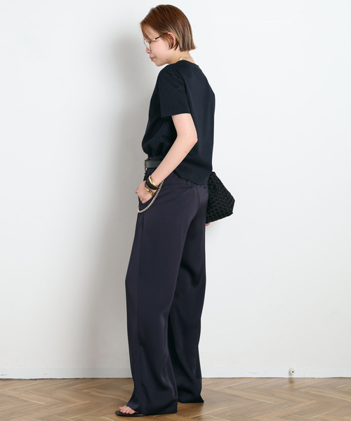 AP STUDIO（エーピーストゥディオ）の「ダブルサテンパンツ（スラックス・レディース・ブラウン/ネイビー・40/38/36/34）」の6枚目の写真