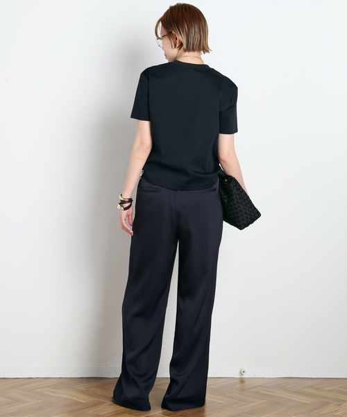 AP STUDIO（エーピーストゥディオ）の「ダブルサテンパンツ（スラックス・レディース・ブラウン/ネイビー・40/38/36/34）」の7枚目の写真