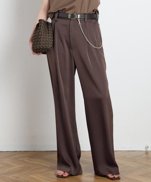 AP STUDIO（エーピーストゥディオ）の「ダブルサテンパンツ（スラックス・レディース・ブラウン/ネイビー・40/38/36/34）」の13枚目の写真