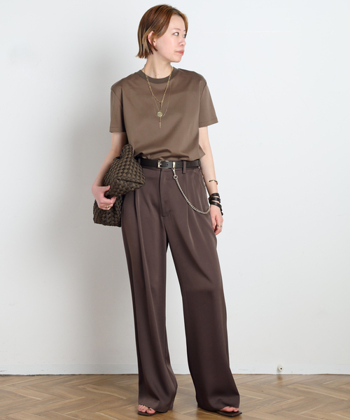 AP STUDIO（エーピーストゥディオ）の「ダブルサテンパンツ（スラックス・レディース・ブラウン/ネイビー・40/38/36/34）」の16枚目の写真