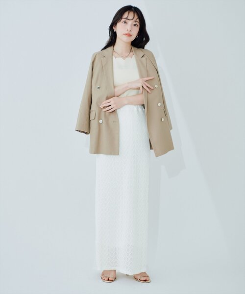 natural couture(ナチュラルクチュール)の「ストレッチレーススカート(スカート・レディース・サックスブルー/ピンク/オフホワイト・FREE)」の2枚目の写真