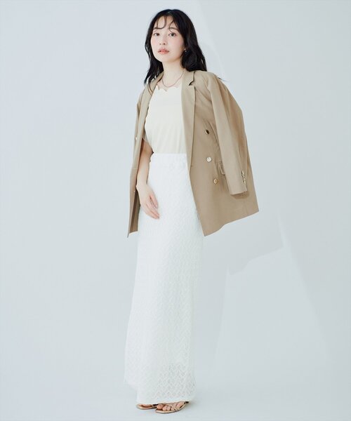 natural couture(ナチュラルクチュール)の「ストレッチレーススカート(スカート・レディース・サックスブルー/ピンク/オフホワイト・FREE)」の9枚目の写真