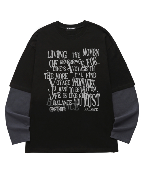 VANNWORKS(バンワークス)の「レイヤードBALANCEロングスリーブ(VVLL0227)ブラック/チャコール(Tシャツ/カットソー・メンズ・その他・SMALL/MEDIUM/LARGE/X-LARGE)」の3枚目の写真