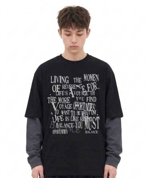 VANNWORKS(バンワークス)の「レイヤードBALANCEロングスリーブ(VVLL0227)ブラック/チャコール(Tシャツ/カットソー・メンズ・その他・SMALL/MEDIUM/LARGE/X-LARGE)」の4枚目の写真