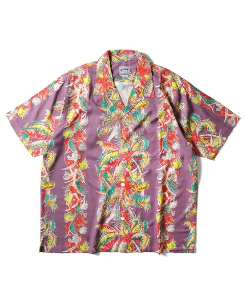 HOUSTON(ヒューストン)の「HOUSTON アロハシャツ(PALM TREE)(シャツ/ブラウス・メンズ・ブラック/ネイビー/ラベンダー・MEDIUM/LARGE/X-LARGE/XX-LARGE/SMALL)」の3枚目の写真