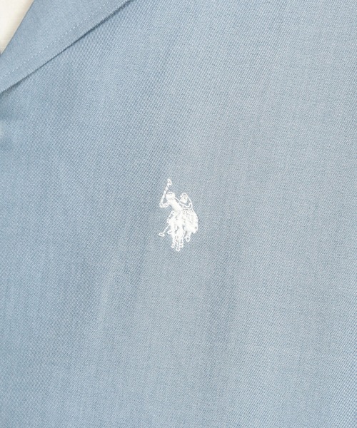 U.S. POLO ASSN.（ユーエスポロアッスン）の「U.S. POLO ASSN. (ユーエスポロアッスン) 開襟シャツ 半袖 PLM62700 ワンポイント ロゴ刺繍 オープンカラー オーバーシャツ ユニセックス（シャツ/ブラウス・メンズ・ブラック/ブルー/グレー・M/L/LL）」の5枚目の写真