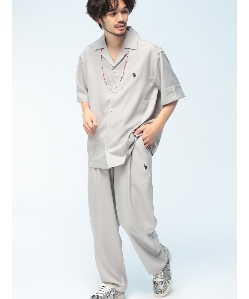 U.S. POLO ASSN.（ユーエスポロアッスン）の「U.S. POLO ASSN. (ユーエスポロアッスン) 開襟シャツ 半袖 PLM62700 ワンポイント ロゴ刺繍 オープンカラー オーバーシャツ ユニセックス（シャツ/ブラウス・メンズ・ブラック/ブルー/グレー・M/L/LL）」の4枚目の写真